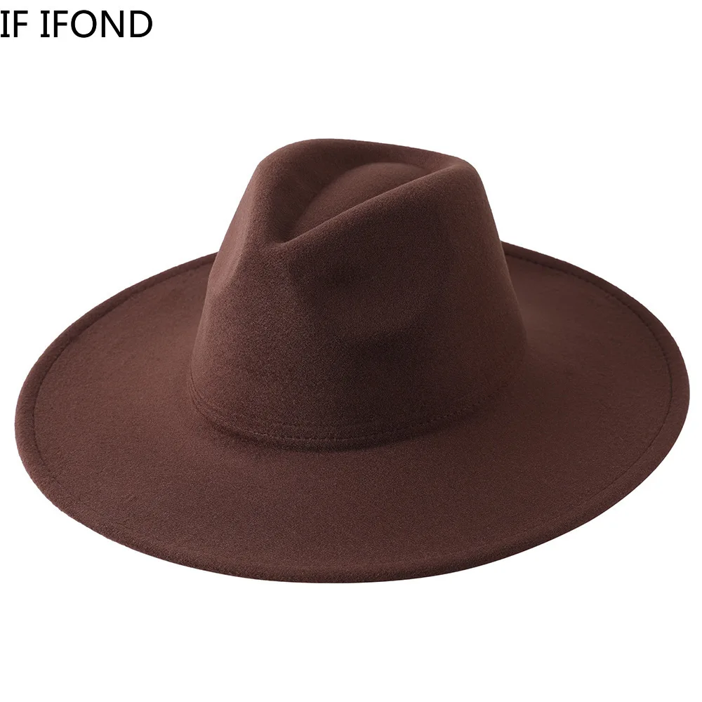 UPSTORE Wide Brim Fedora Hat Classic Classic Flat Top Panama Hat Felt