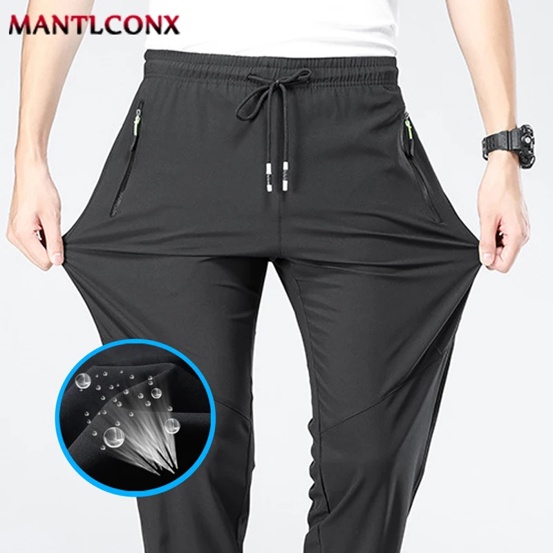 Breathable Men's Casual Pants Quick Dry Straight Elastic Waist Jogger Sweatpants Korean Classic Sport Trousers Plus Size 4XL 5XL