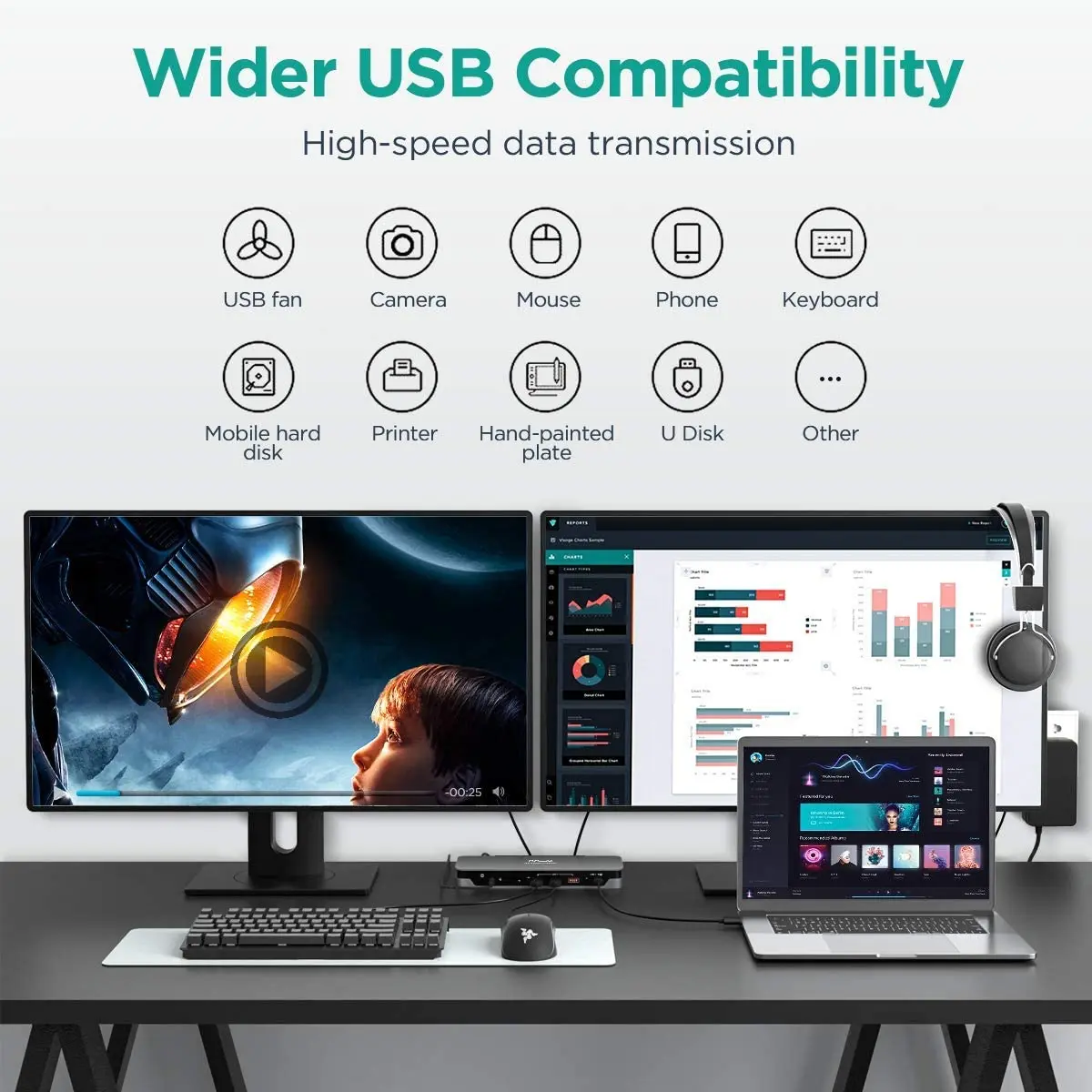 Docking Station USB C,QGeeM DisplayLink 