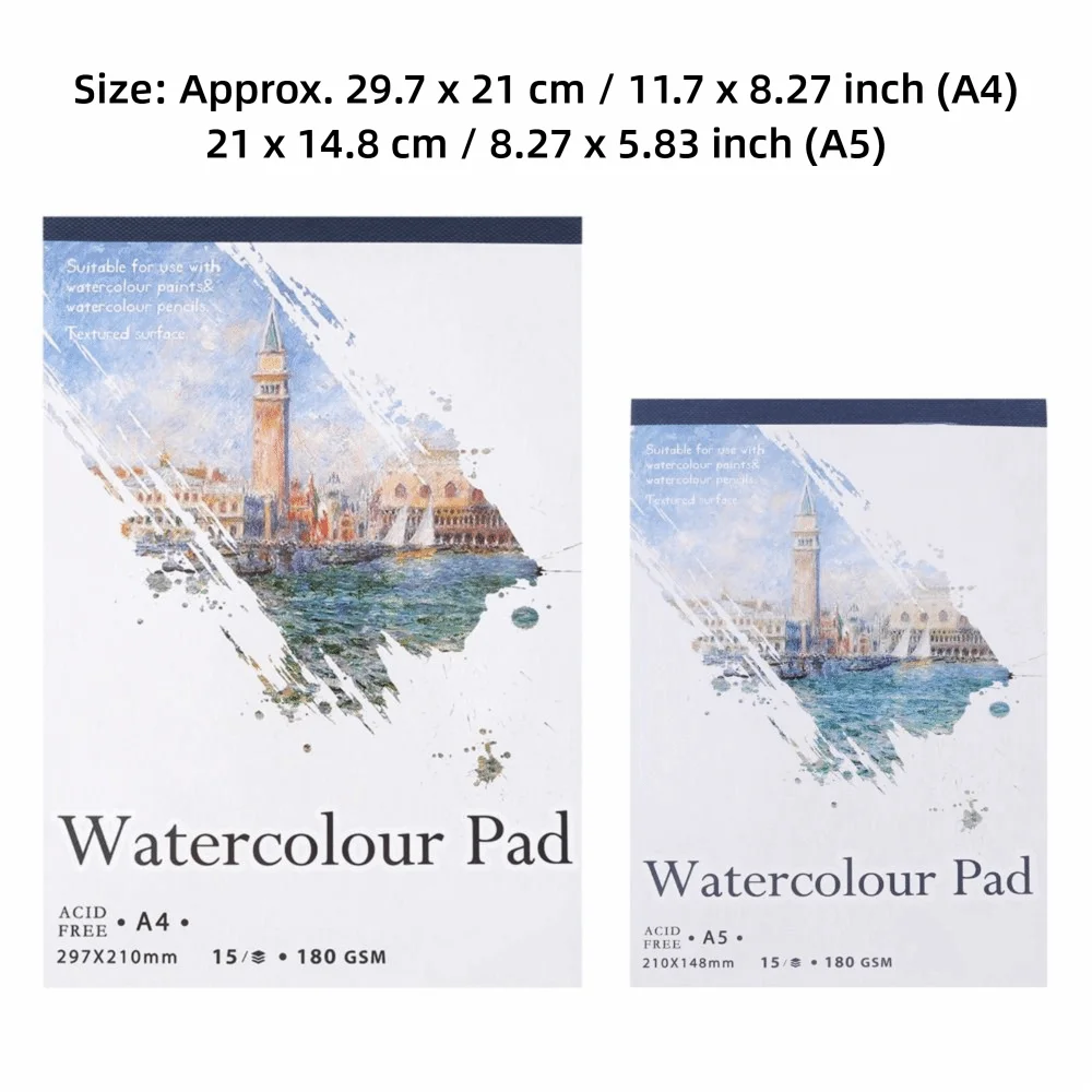 아트 패드 A4/A5 스케치북 180g 코튼 페이퍼 수채화 용지 무산지 15매 드로잉 노트 스튜디오용