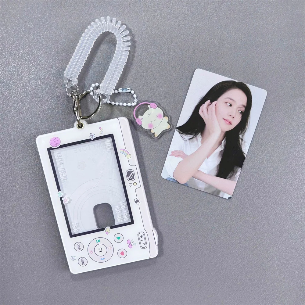 Cute Phone Camera Shape Photo Card Holder 3 Inch Kpop Idol Photo Protective Display Sleeves Keychain Kawaii Stationery Girl Gift