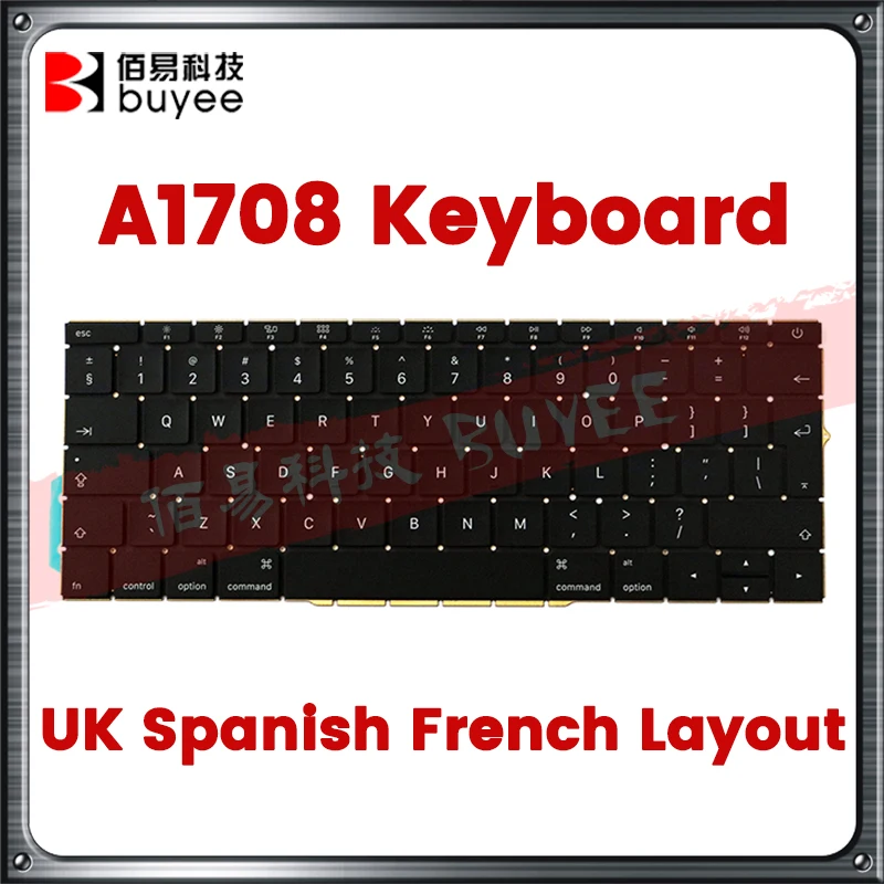 

Original New A1708 UK SP FR Layout Keyboards For Macbook Retina Pro 13" English Spanish French Version Keyboard 2016 2017 Year