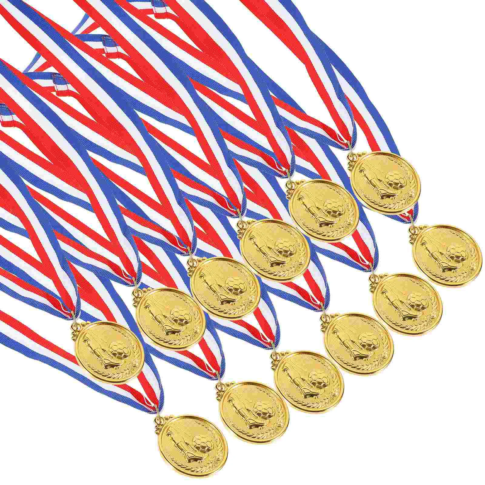 

12pcs Metal Soccer Medals Sports Event Medals Universal Golden Medals Hanging Medal Awards