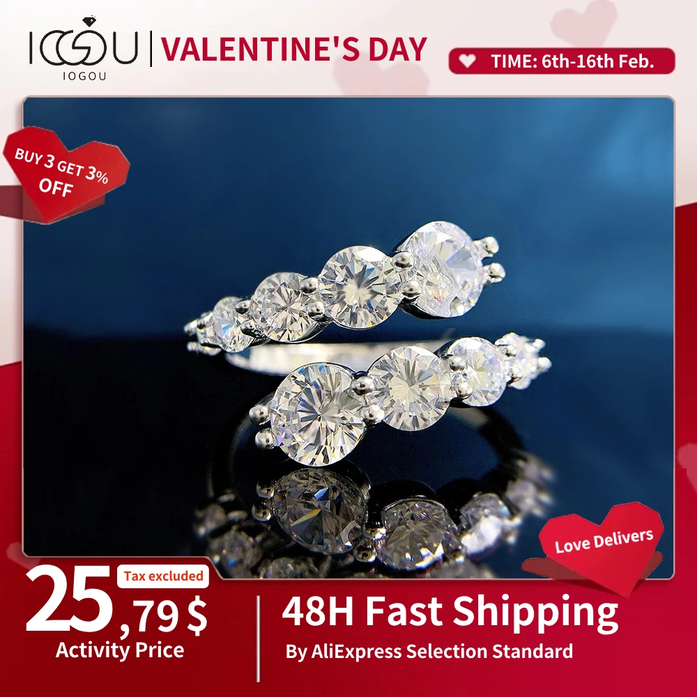 3.26Cttw All Moissanite Rings Gra Woman Sparkling Diamond Wedding Band Anniversario Anello Di Fidanzamento 925 Gioielli In Argento Sterling