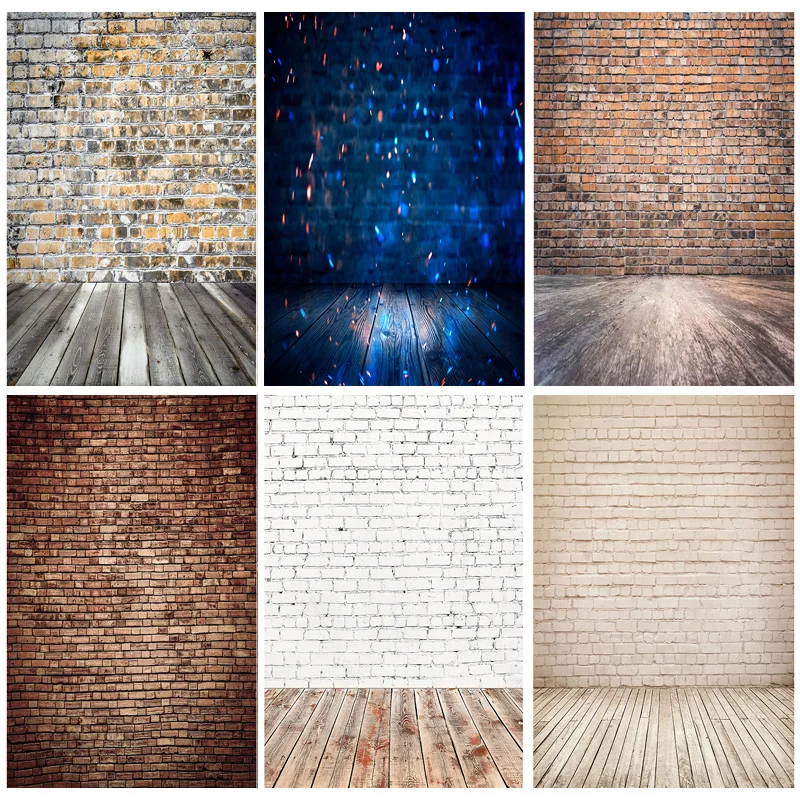 

Photorealistic Fabric Vintage Brick Wall Wooden Floor Photography Backdrops Portrait Photo Background Studio Prop 21712 YXZQ-04