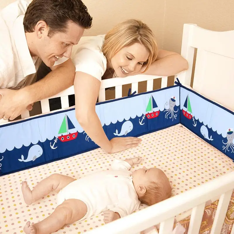 Baby Bed Rail Guard 4PCS Bed Bumpers For Toddler Safety Rails For Children Baby Proofing With Strap Crib Cushion &