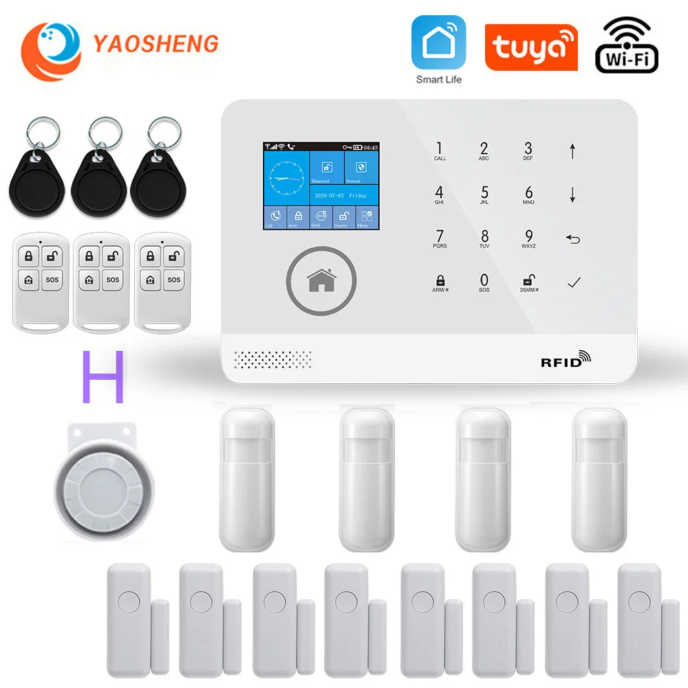 Wireless Wifi 2g Gsm Home Security Alarm System For Tuya Smartlife App