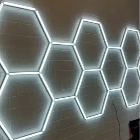 6500K Daylight White Car Detailing Led Hexagon Light Linkable Plug-in Ceiling Light for Garage Workshop Basement Gym Warehouse