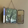 Square Modern Minimalist Metal Trifold Mirror Stainless Steel Wall Mounted Mirror Bathroom Dressing Table Decorative Mirror 1