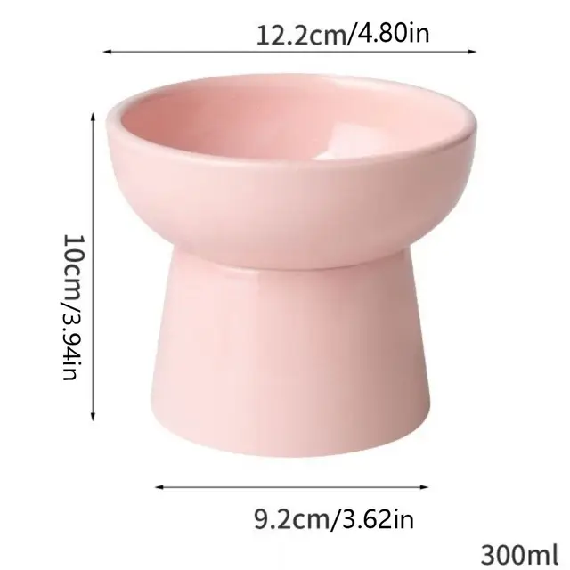 High Foot Cat Elevated Bowl 300ml Ceramic Dog Food Water Feeders Raised Neck Protection Pet Feeding Dishes for Puppy 6