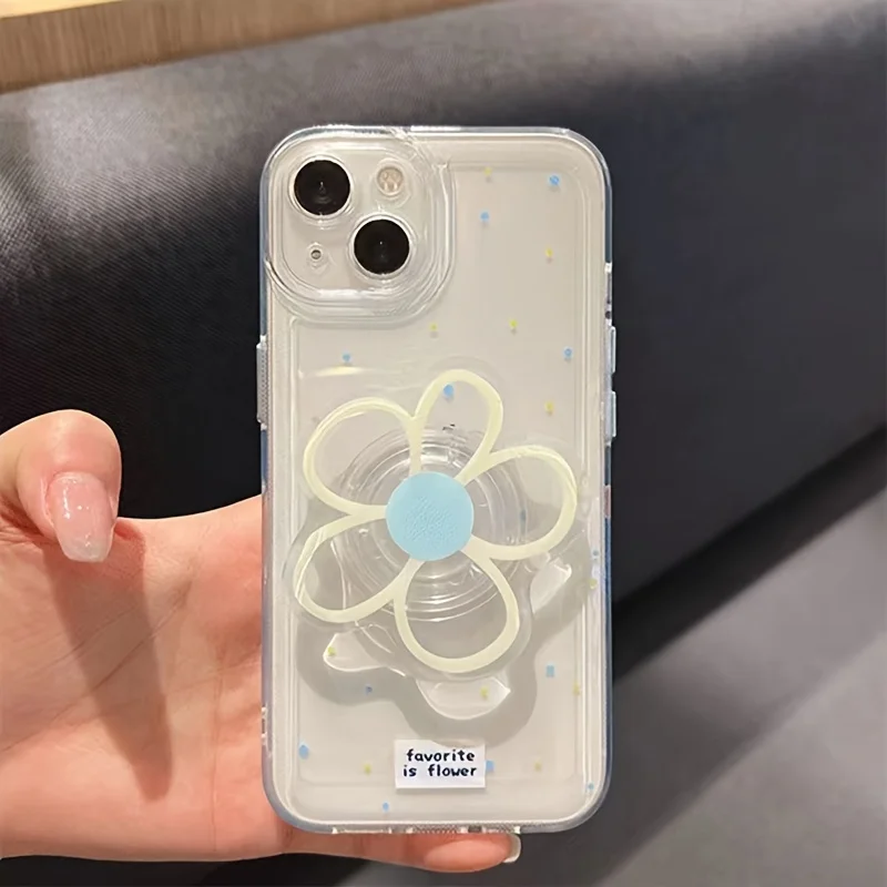 Charming Floral Phone Case with Holder and Air Cushion Protection
