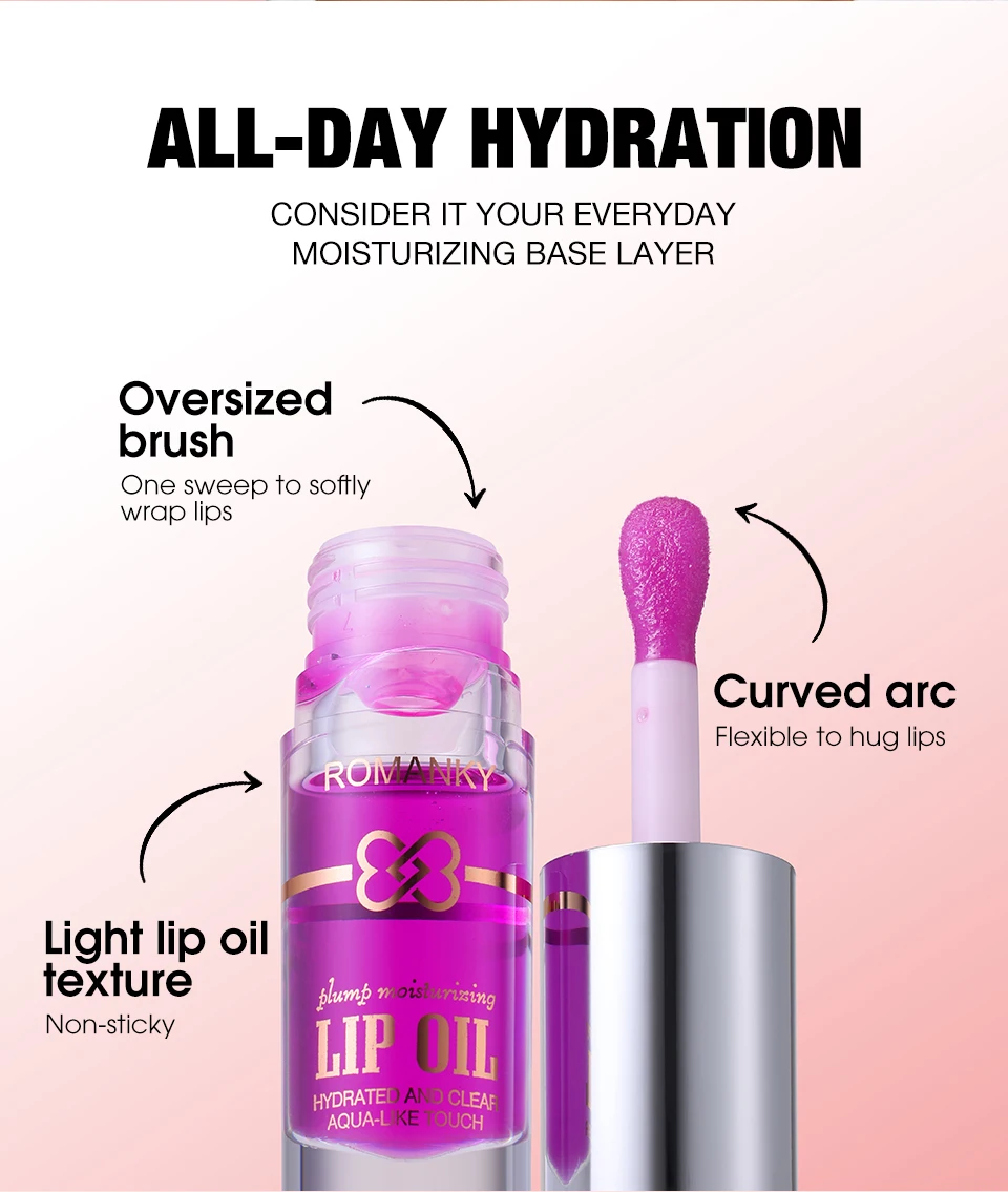 Description Picture 6 of itemHydrating Lip Oil, Shiny Tinted Lip Gloss, Moisturizing Liquid Lip Balm, Non-Sticky, Assorted Colors, Make up for woman