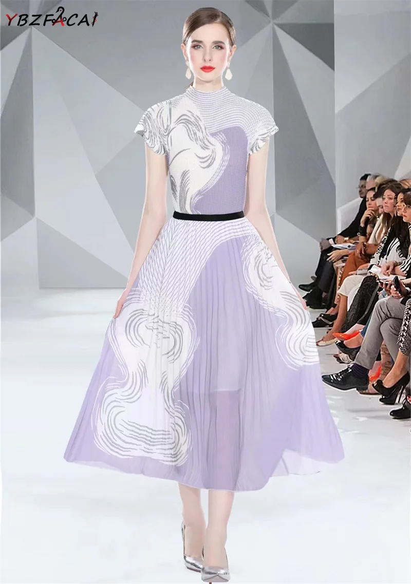 

Женский Повседневный комплект из двух предметов, элегантная шифоновая блузка с принтом и плиссированная юбка, комплект из двух предметов с футболкой и юбкой, 34 комплекта