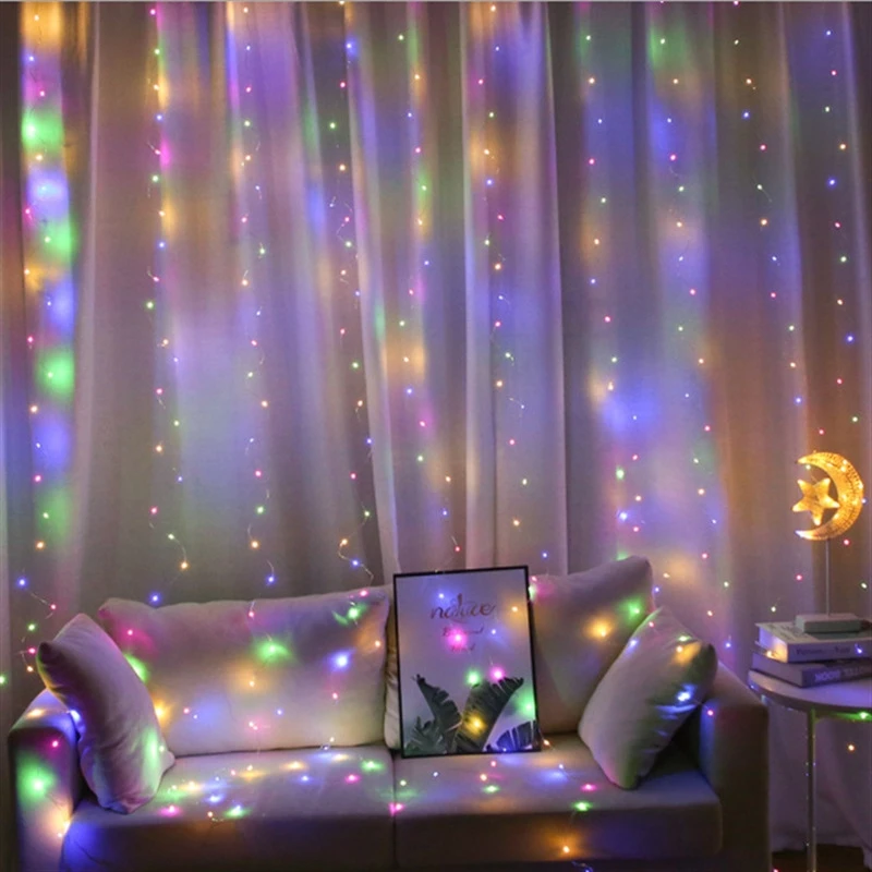 USB-Powered Warm LED Curtain Lights for Festive Home and Wedding Décor