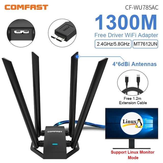 Comfast 1300Mbps Adaptador 2.4G&5GHz Usb Network Card Wireless.