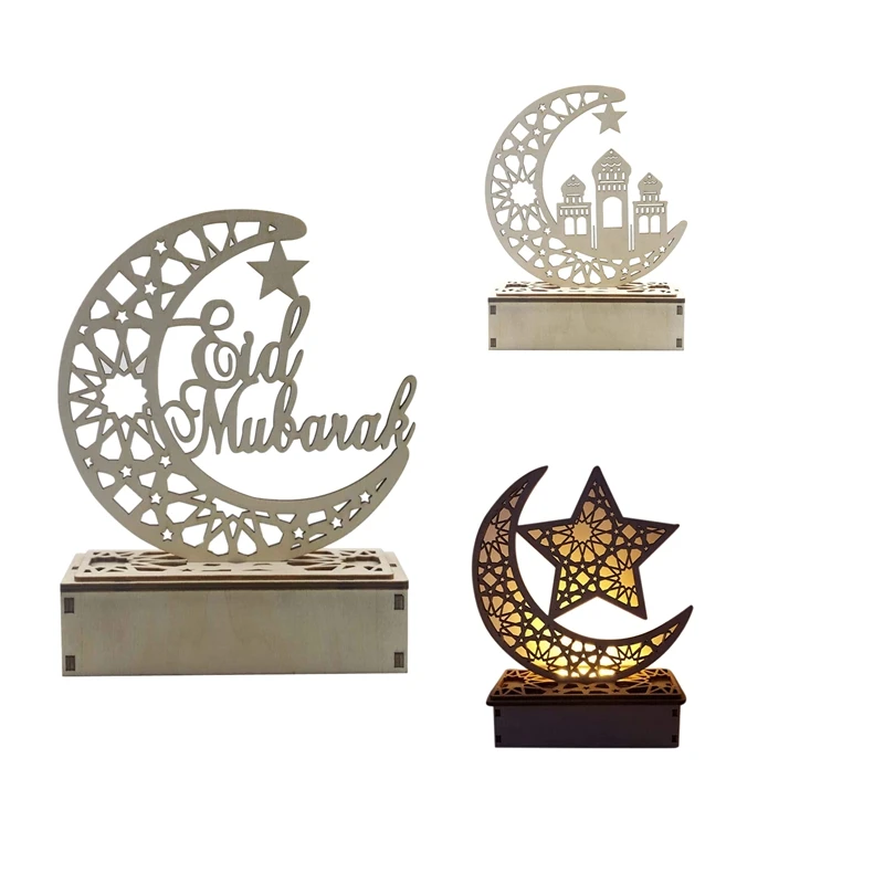 

Деревянная светодиодная подсветка, дворец Eid Mubarak, Декор, искусственное мусульманское ремесло, предметы интерьера