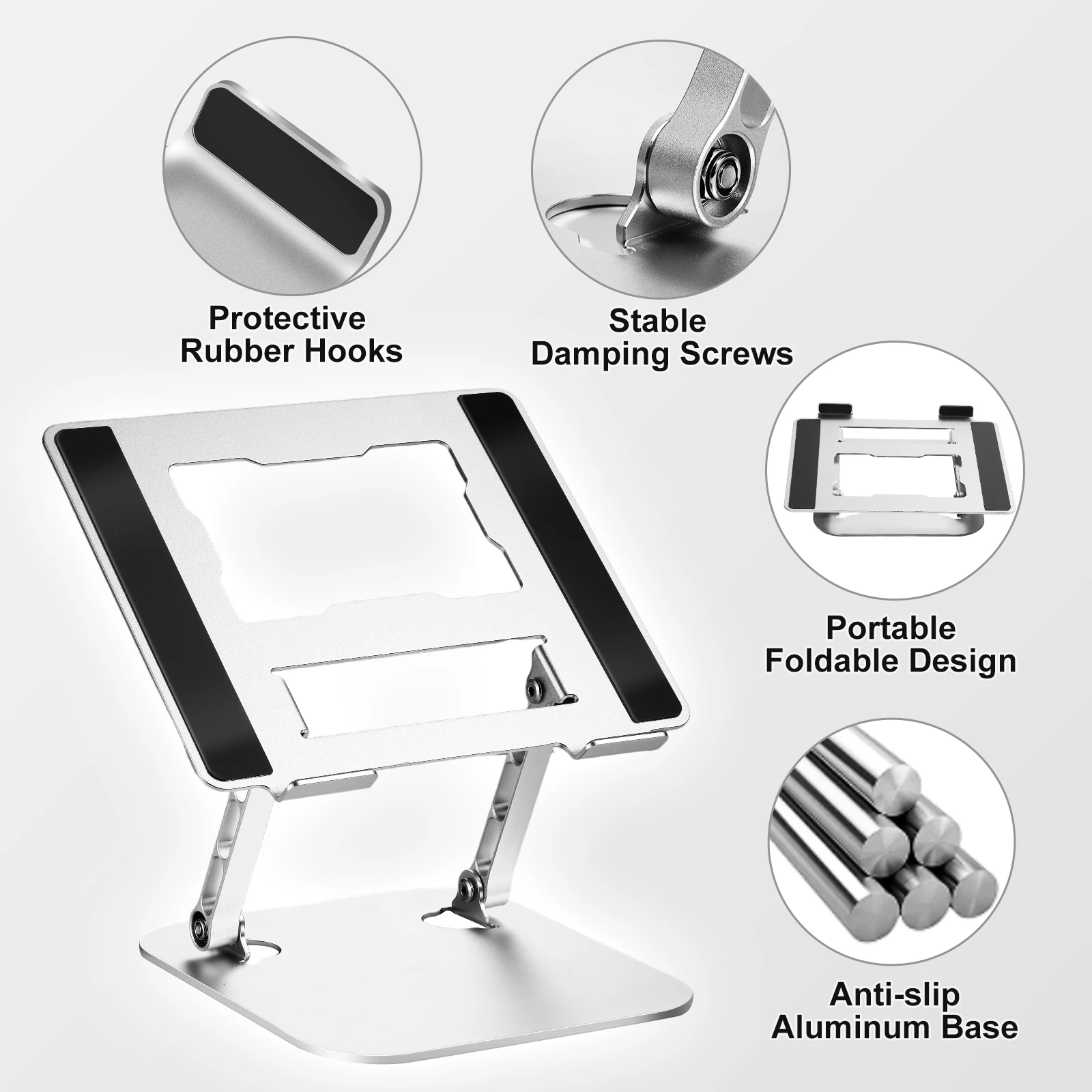 Phone Tablet Stand Adjustable Aluminum Alloy laptop Tablet up to 17 " Portable Folding Cooling support