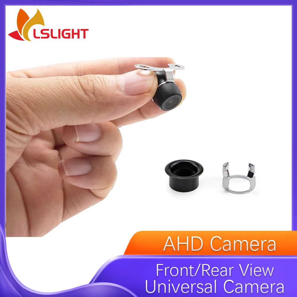 자동차 전면 후면 보기 범용 카메라 AHD 720P 나이트 비전 IP67 방수 170 °   광각 후방 주차 12.5mm 미니 모니터
