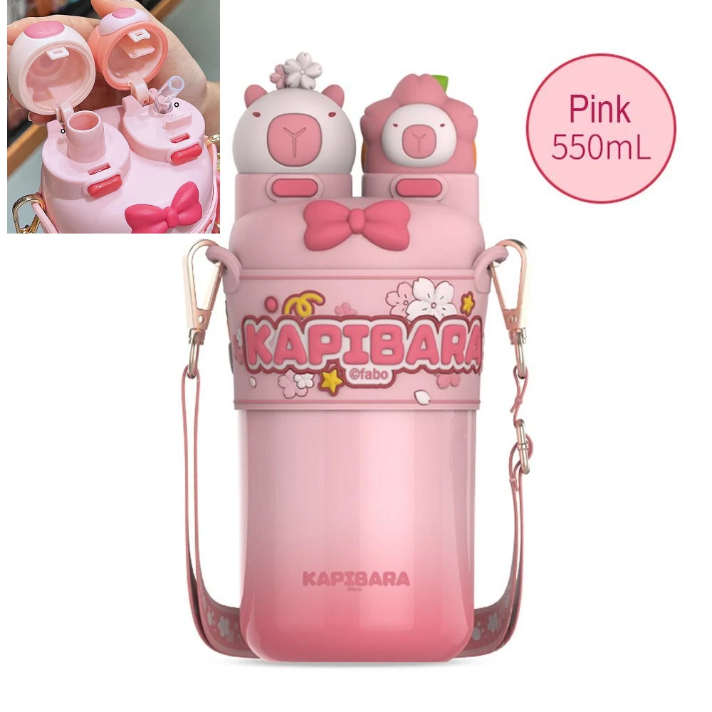thumbnail image 1 of Large Capacity Capybara Bottle Stainless Steel Water Bottle Insulated Cup for Bara Panda Vacuum Flasks Cartoon Thermal Mug, 1 of 5