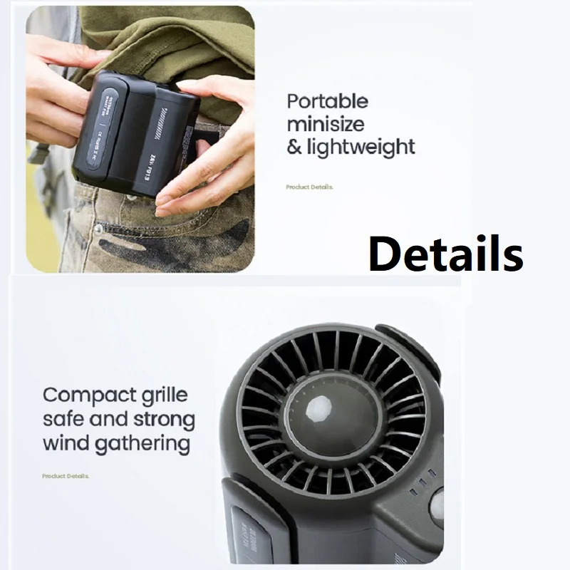 Leafless Hanging Waist Fans Under Shirt Fan Portable USB Charging Mini Clip on Waist Electric Fan Outdoor Camping Cooling Device 6