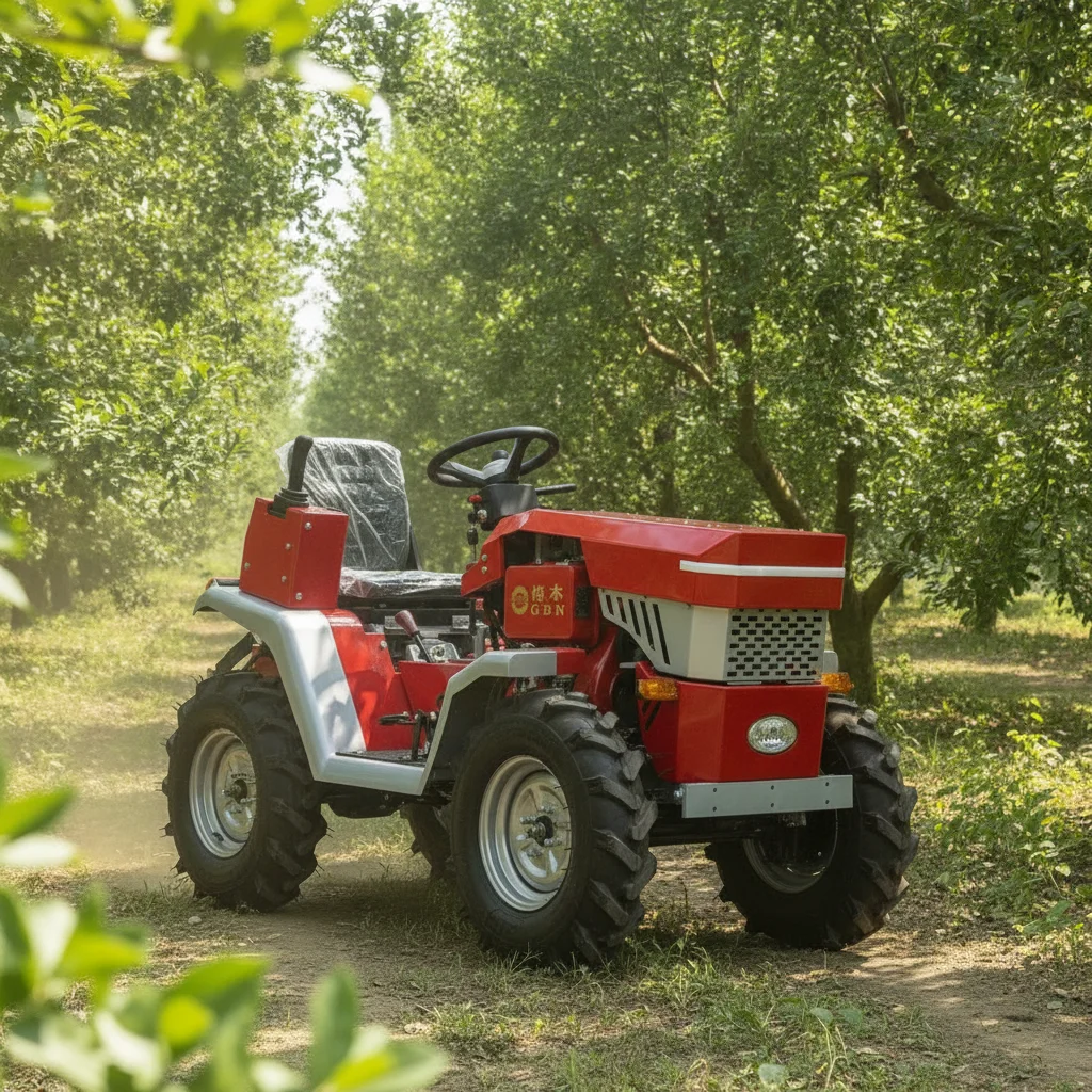 Großhandel Mini-Radtraktor 4WD mit Heck-PTO und 3-Punkt-Aufhängung, Multifunktionaler Kleiner Landwirtschaftstraktor
