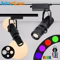 RGB Stage Zoom LED Track Lights Adjustable Focus Logo Projector Ceiling Spotlights Picture Gallery Theater Rail Lighting Fixture 1