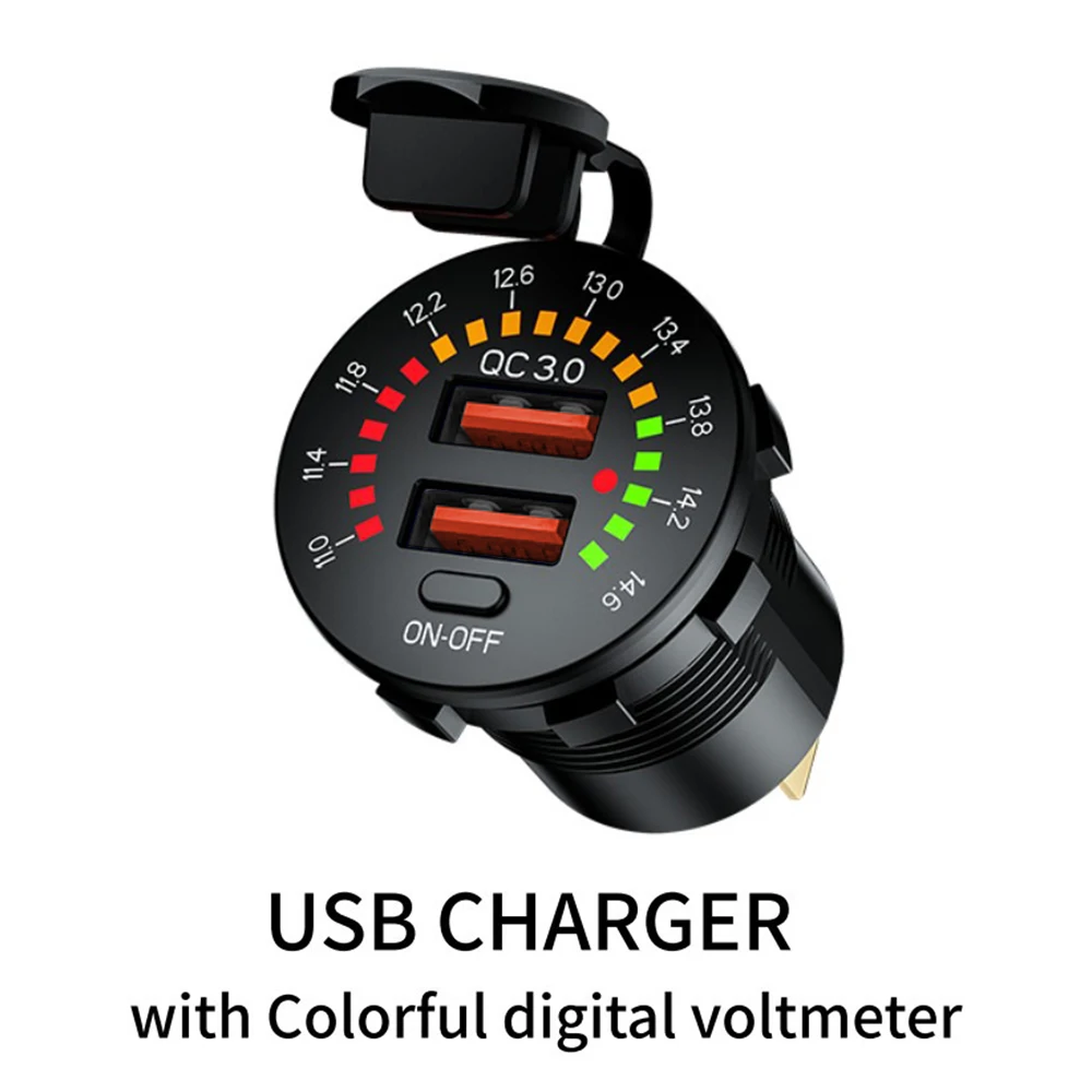 Car Charger Dual Usb Qc 3.0 36w 12v 24v Waterproof Pd Outlet Fast