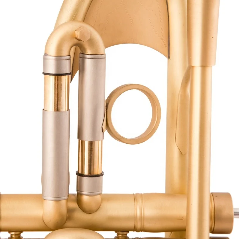 Pro Plus Heavy B-Flat Trumpet in Brushed Gold Band Playing Brass Instrument with EB Tone Lacquer Surface
