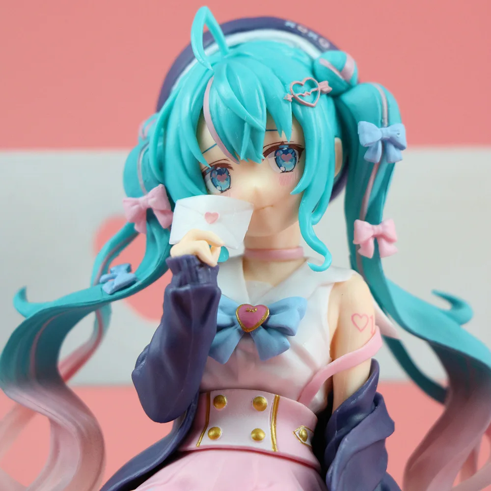 Hatsune Miku Sakura Pink Anime Figure - Sitting Pose PVC Collector's Item & Decorative Gift