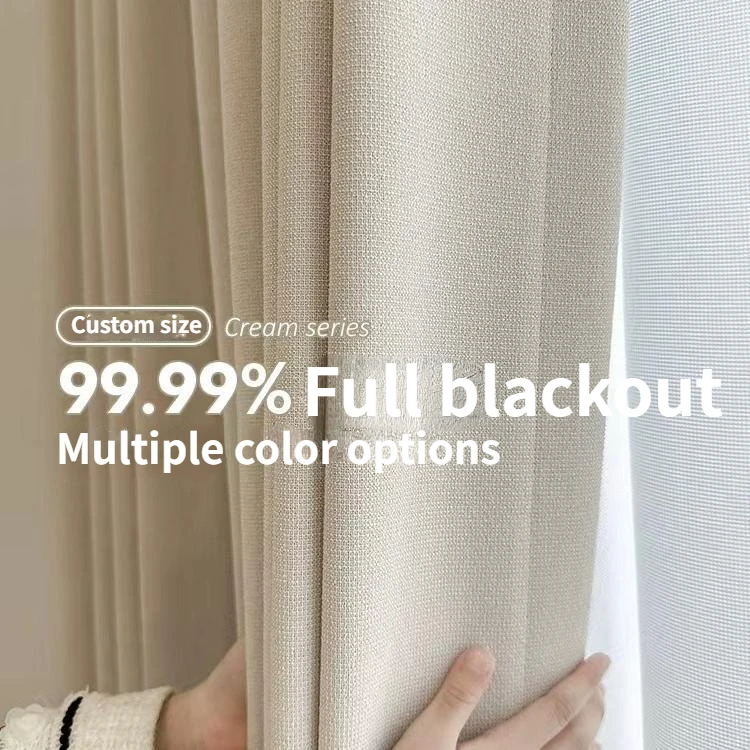 Thickened Cotton Linen Blackout Curtains for Bedroom Dining Luxury Modern Customized Thermal Insulation Window Tulle 2