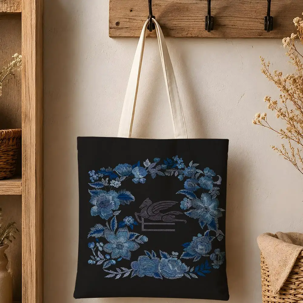 Eco-Friendly Cotton Canvas Tote Bag - Reusable Large Capacity Fashion Storage Bag