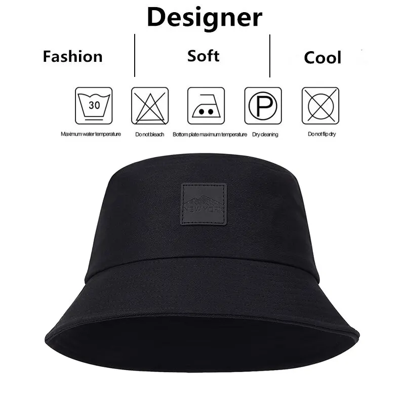 Unisex New York Leather Label Personality Bucket Hats Fishermen Caps Outdoor Casual Cap Sunscreen Hat Sports & Entertainment