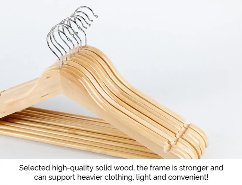 Solid Wood Hangers For Clothes Non-Slip Hanger Clothing Store Hotel Clothes Support Home Wardrobes Organizer Pack Of 3