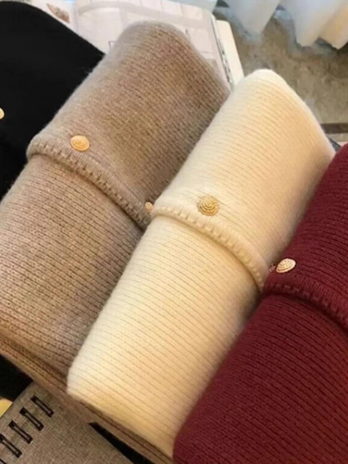 2024 Crew neck 100 pure cashmere cardigan small fragrant coat women's spring and autumn loose wool knit sweater 4