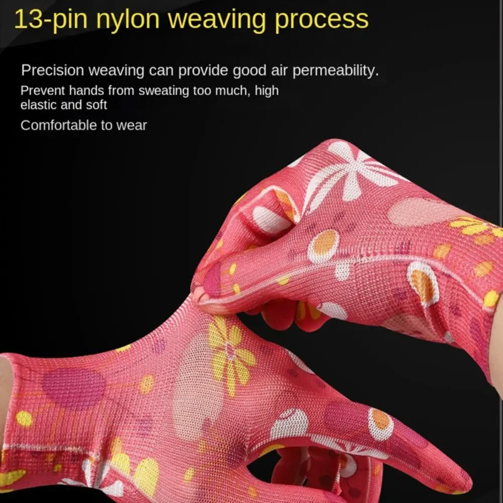 Description Picture 6 of item1Pair Thin Nylon Work Gloves Planting Yard Cleaning Floral Garden Gloves  Women Non-Slip Household Labor Protection Glove