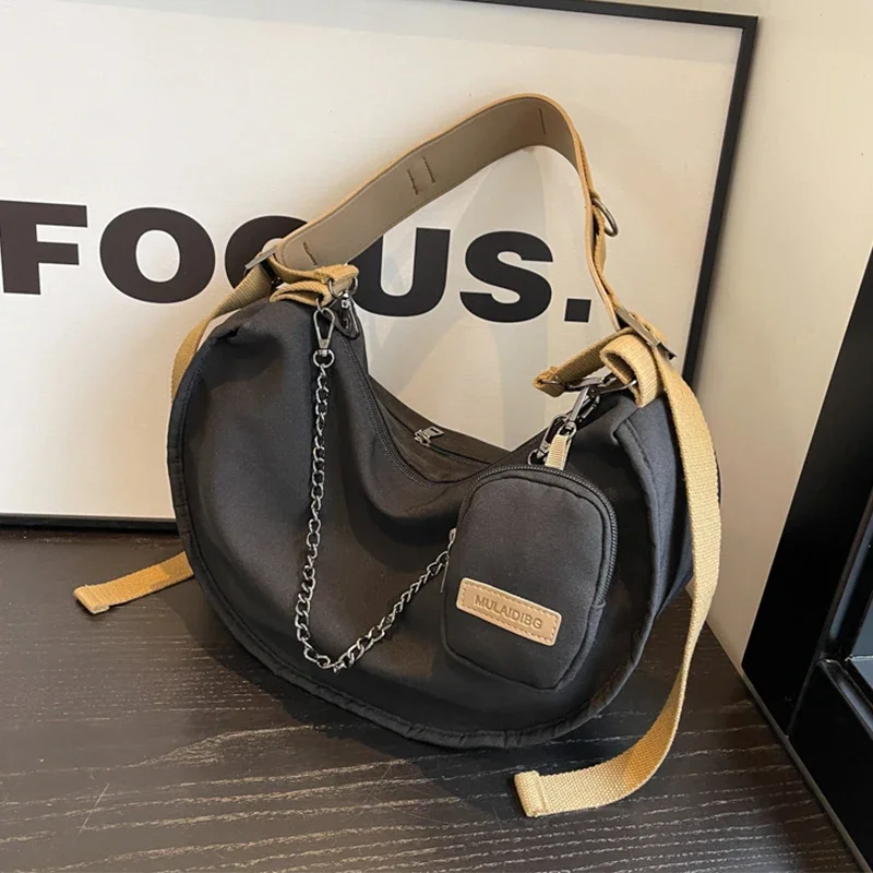 

Сумка-мессенджер Женская холщовая, комплект из 2 сумок большой вместимости, повседневный саквояж на плечо, простой тканевый чемоданчик кросс-боди с полумесяцем