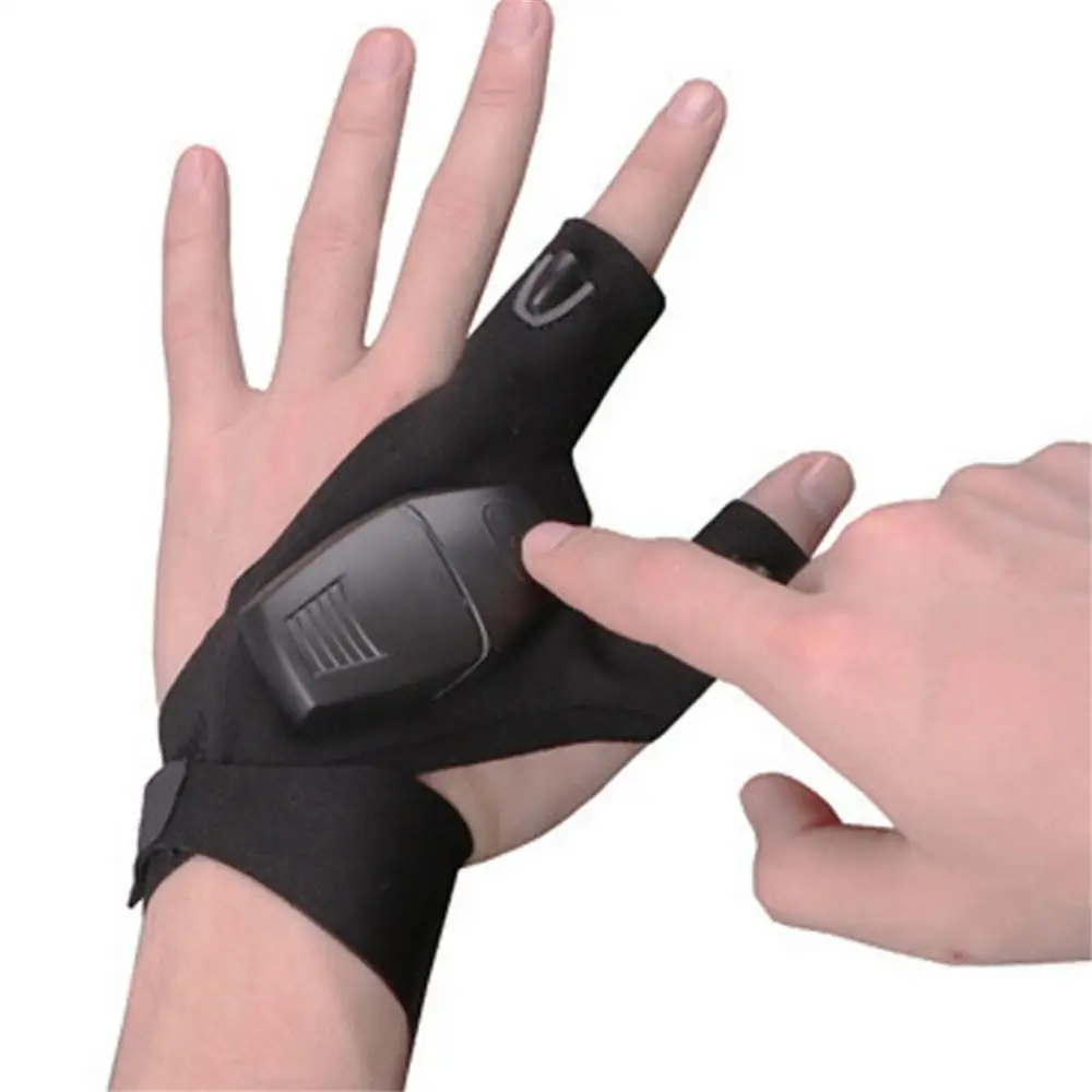 Fishing Gloves Breathable Cotton Led Flashlight For Fishing Camping Hiking Fingerless Gloves Mittens Durable Glove Lamp