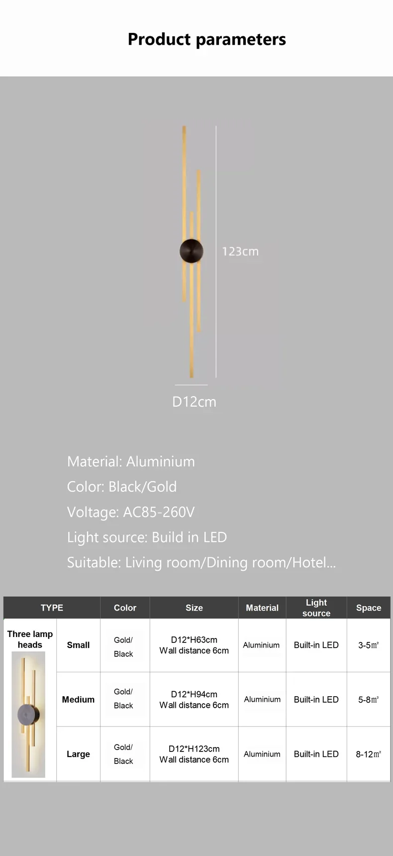 Description Picture 5 of itemMinimalist Modern Living Room Wall Lamp Light Luxury TV Background Wall Grille Wall Lamp Staircase Bedroom Bedside Wall Lamp