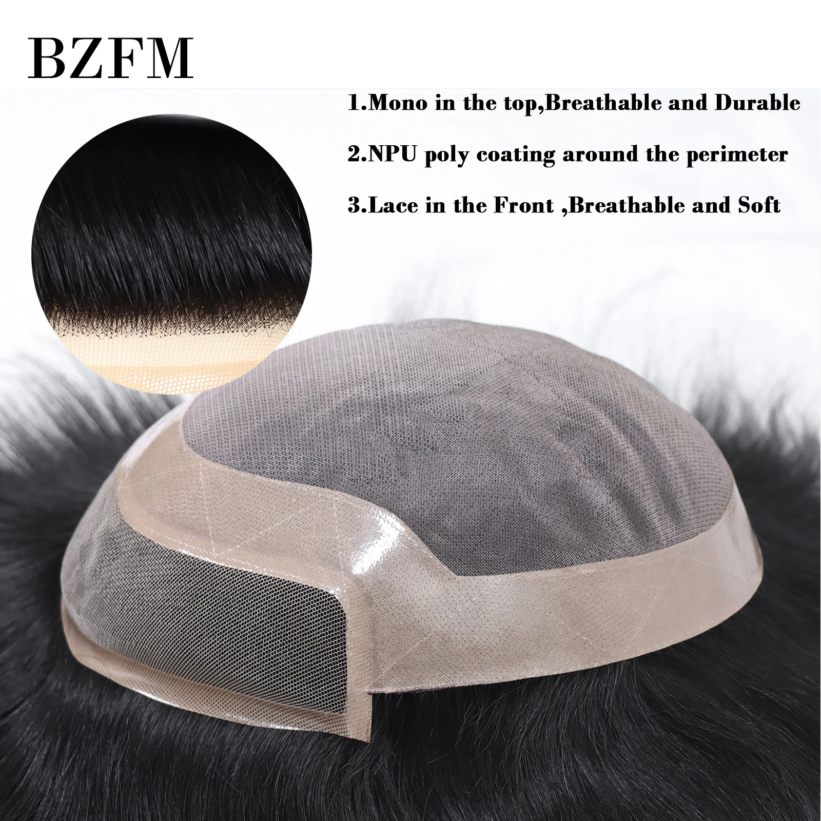 

Lace Front&Mono Top&PU Around Men Toupee Natural Black Male Hair Prosthesis Human Hair Mens Wigs Replacement Systems Hairpiece
