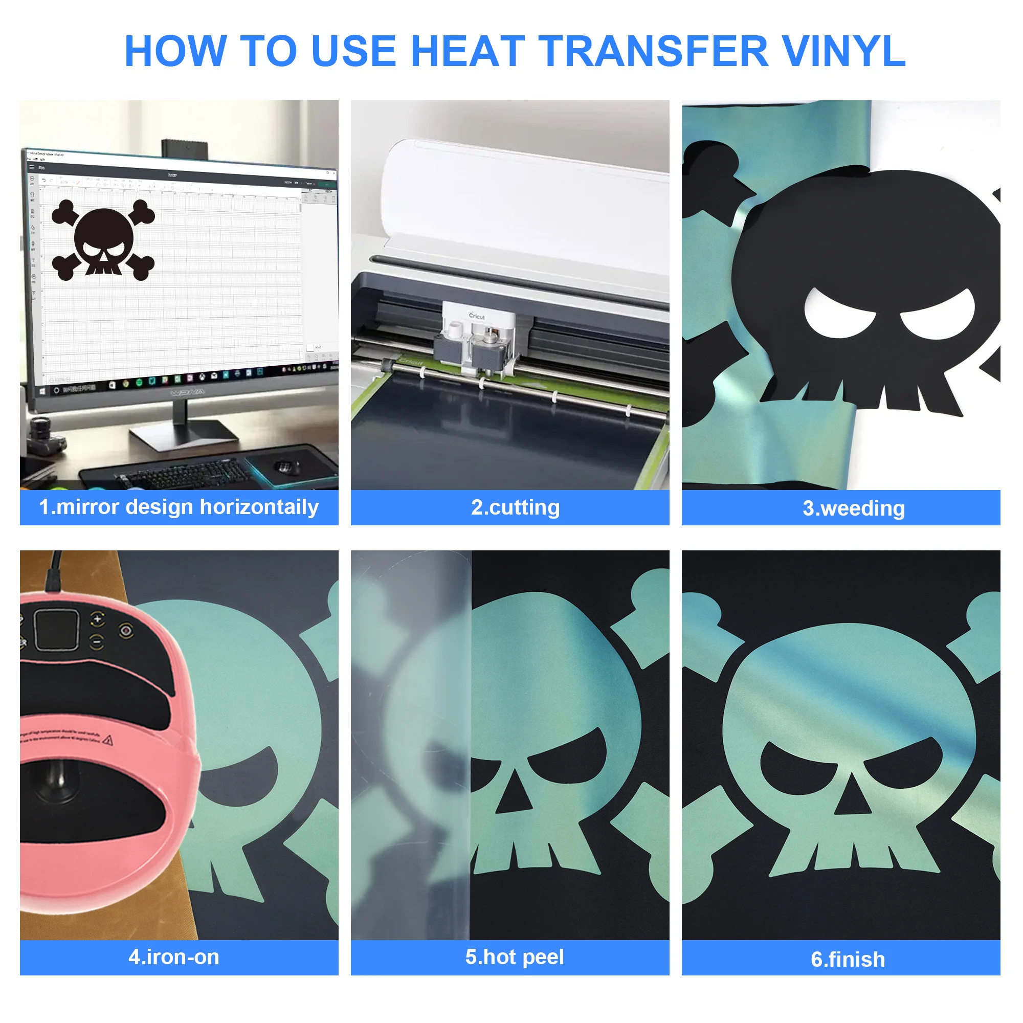 Chameleon PU HTV Heat Transfer Vinyl for T Shirt Iron On Vinyl For All Cutter Machine Easy to Cut & Weed 12" x 3ft