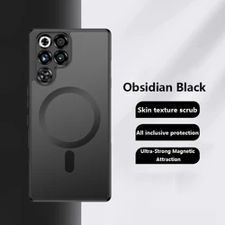 Translucent Shockproof Magnetic Phone Case with 360° Rotating Bracket and Matte Finish for ZTE nubia RedMagic 9 Pro+ (With Magnetic Black)