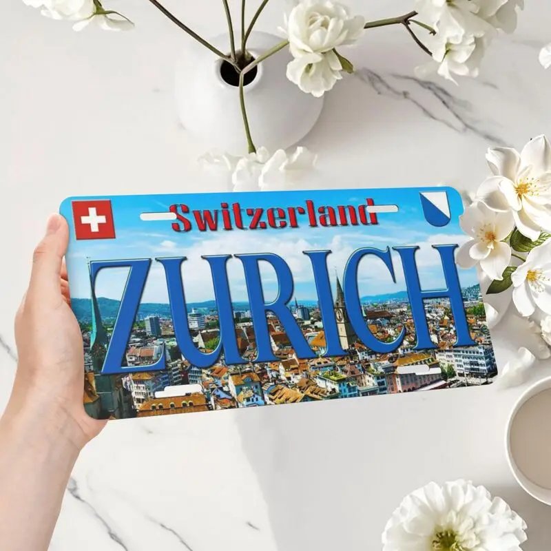 스위스 ZURICH 장식 번호판, 자동차 번호판, 가정 장식, 바 및 차고 장식으로 인쇄된 빈티지