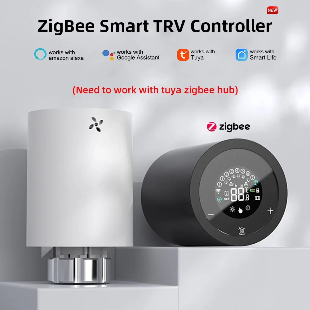 Tuya Zigbee 스마트 TRV 온도조절기 액추에이터 라디에이터 밸브, 프로그래밍 가능한 온도 컨트롤러, 알렉사 구글 홈 음성 제어