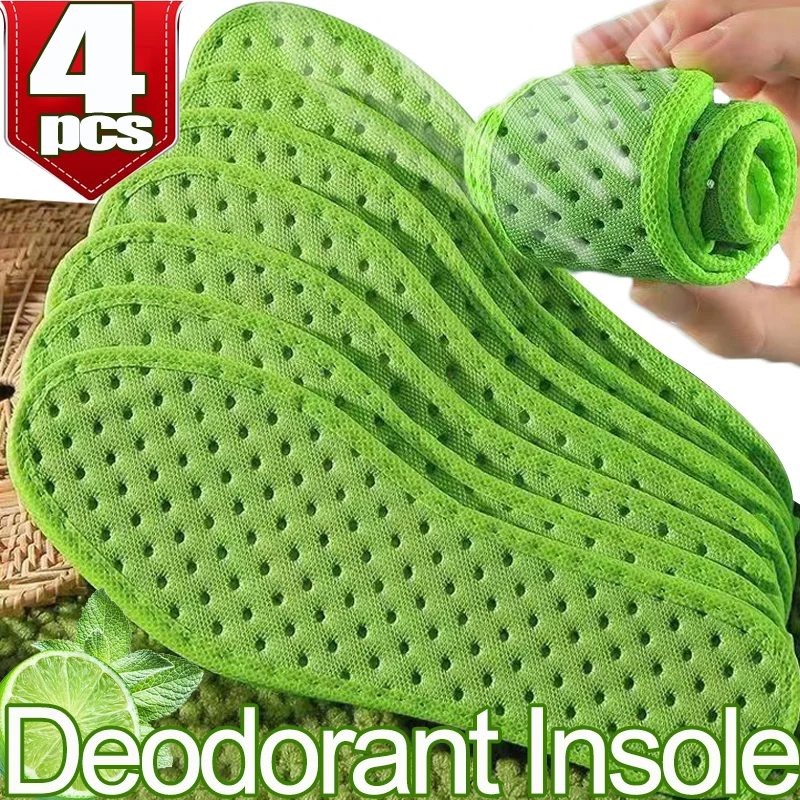 

4PCS Cotton Deodorant Foot Care Insoles Breathable Sweat Absorption Shoe Pads Sports Running Inserts Soft Light Weight Cushions