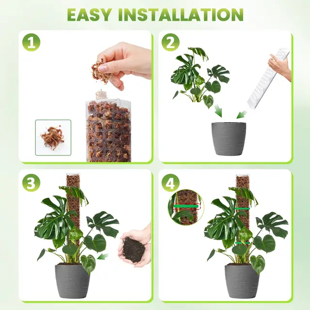 24/36/48 Inch Plastic Moss Pole for Monstera, Large D Shaped Poles Pot Climbing Plants Work Sphagnum Moss, Garden Growth Stake 5