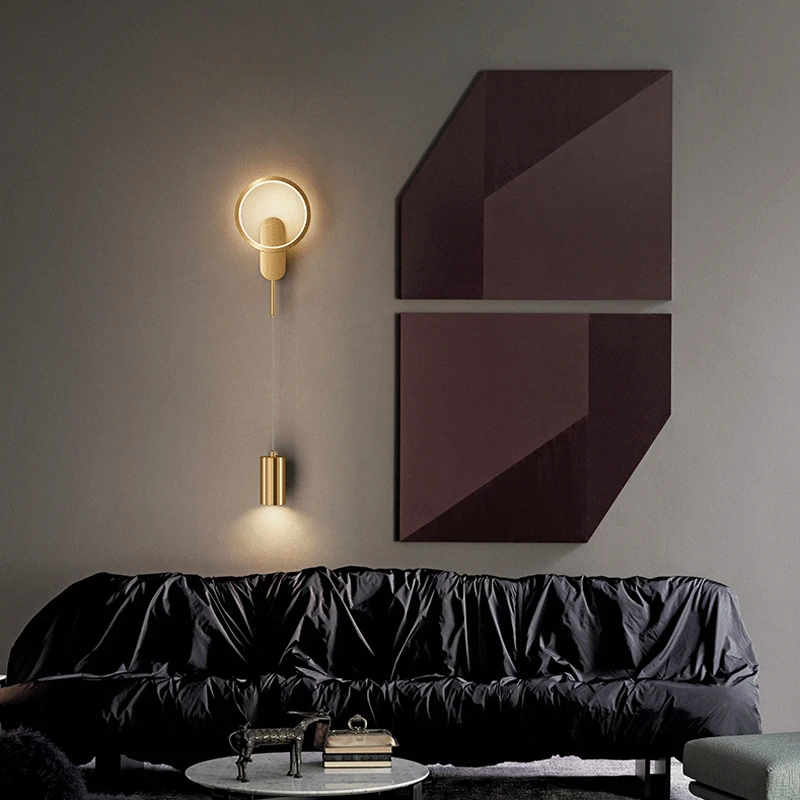 Jmzm Modern Copper Led Wall Lamp Indoor Living Room Tv Wall Background Decorative Wall Light For