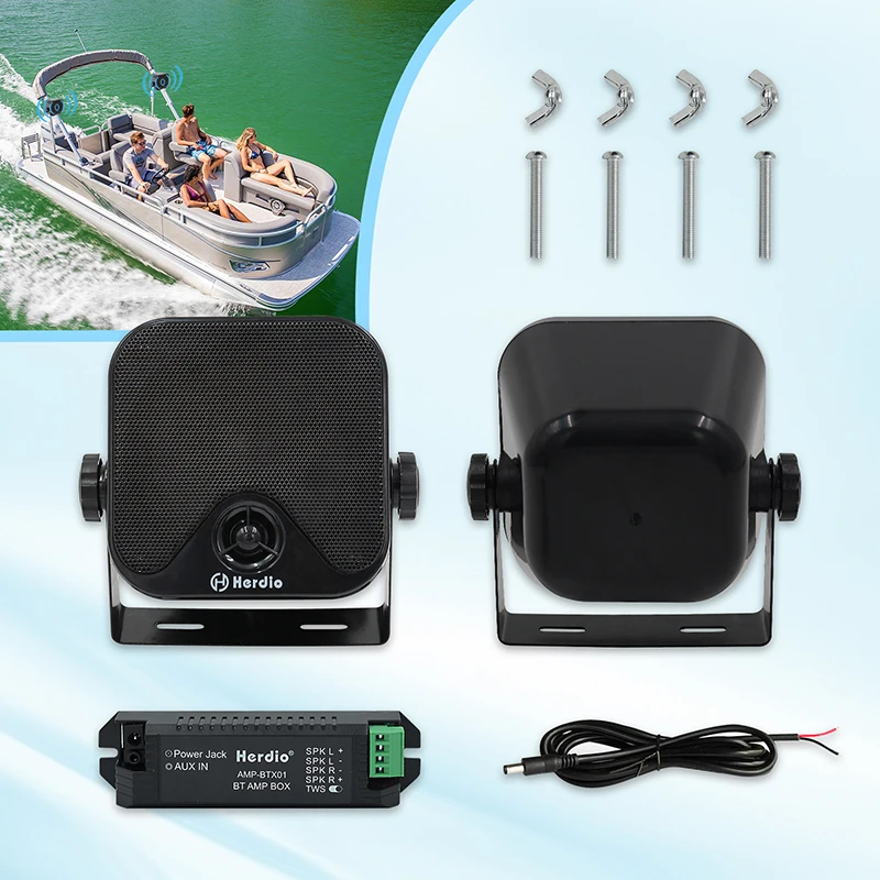 100w 4 Inch Marine Waterproof Bluetooth Box Speakers Compact Audio