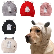 Cute Dog Grooming Earmuffs Pet Costume with Rabbit Ear Warm Dog Ears Cover Noise Protection Snood Knitted Puppy Pet Accessories