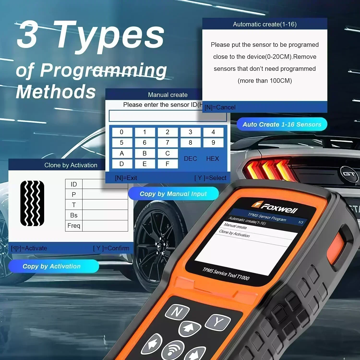 Foxwell T1000 TPMS programming tool foxwell scanner Auto Tester Sensors tpms activation tool Check RF Key tire sensor key tester tire pressure monitor car diagnostic tool