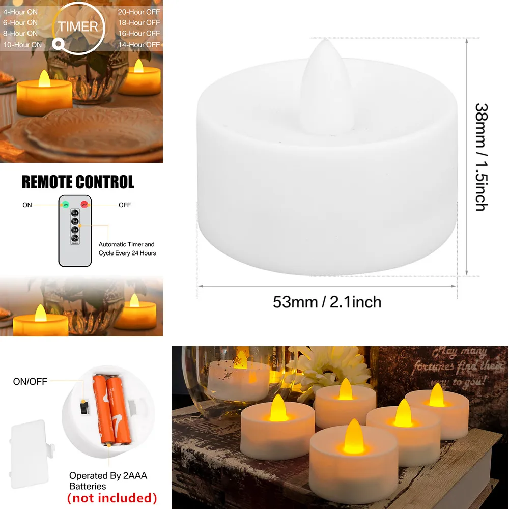 Bougies Coniques Led Avec Télécommande, Accessoires D'éclairage, Lampes  Décoratives Durables Pour Cheminée, Noël, Halloween - Led Électronique  Bougie - AliExpress